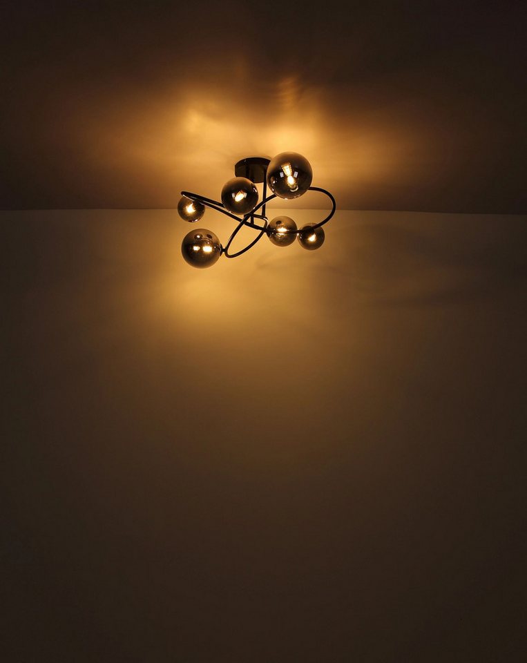 GLOBO LIGHTING LED Deckenleuchte RIHA, Leuchtmittel wechselbar, Warmweiß, Deckenlampe, Glas, Design Leuchte, Wohnzimmer – Bild 5 von 5