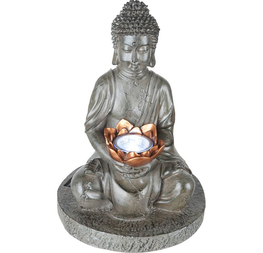 GLOBO LIGHTING LED Dekofigur, LED-Leuchtmittel fest verbaut, Warmweiß, LED Solarlampe Lampe Leuchte beleuchtete Skulptur Buddha Kunststoff – Bild 2 von 5