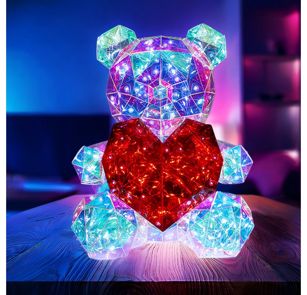 GLOBO LIGHTING LED Dekolicht, LED-Leuchtmittel fest verbaut, Tageslichtweiß, LED Tischleuchte Dekolampe Kinderzimmerlampe Kristalloptik Bär H 30 cm – Bild 2 von 5