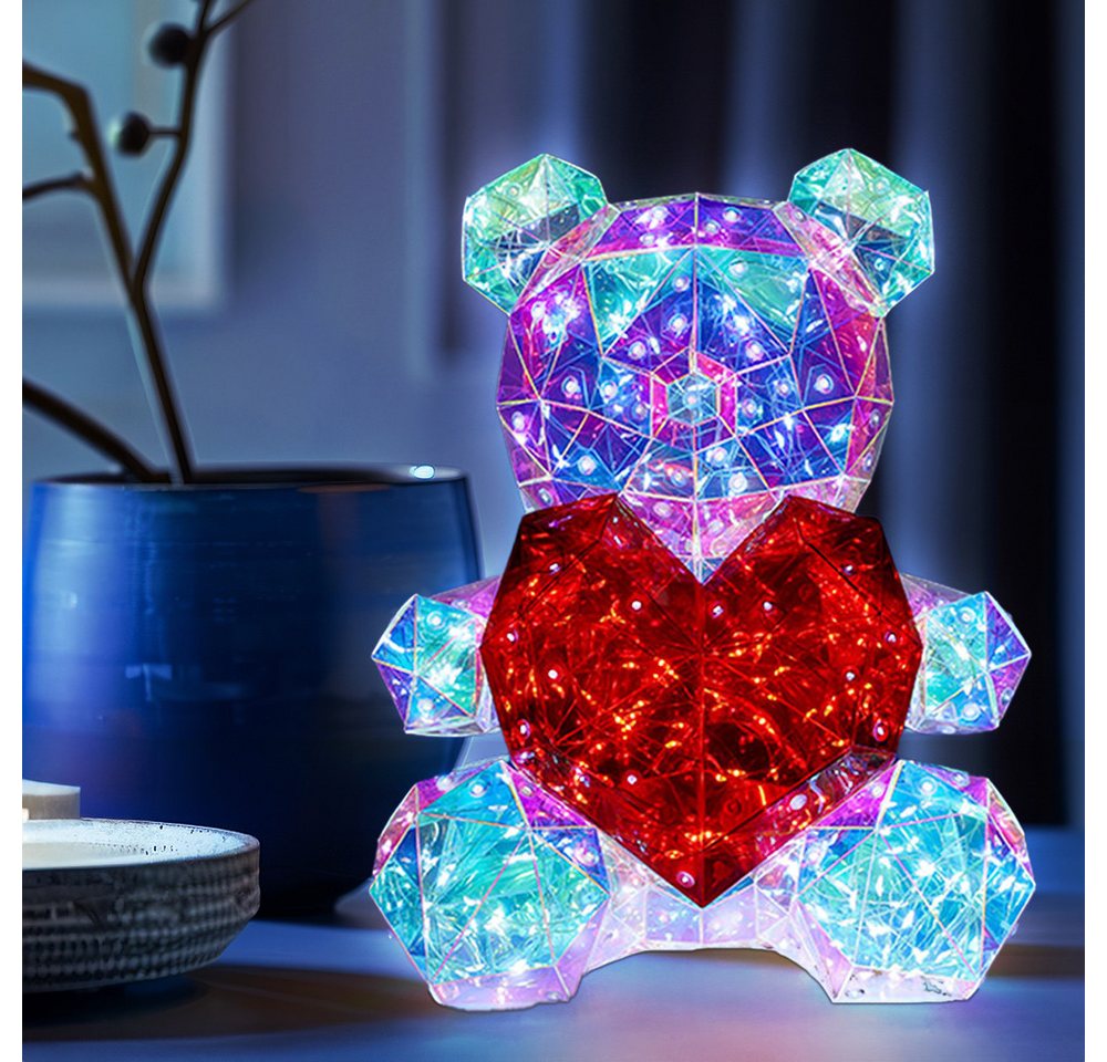 GLOBO LIGHTING LED Dekolicht, LED-Leuchtmittel fest verbaut, Tageslichtweiß, LED Tischleuchte Dekolampe Kinderzimmerlampe Kristalloptik Bär H 30 cm – Bild 3 von 5