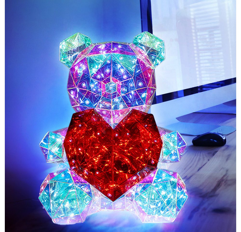 GLOBO LIGHTING LED Dekolicht, LED-Leuchtmittel fest verbaut, Tageslichtweiß, LED Tischleuchte Dekolampe Kinderzimmerlampe Kristalloptik Bär H 30 cm – Bild 4 von 5