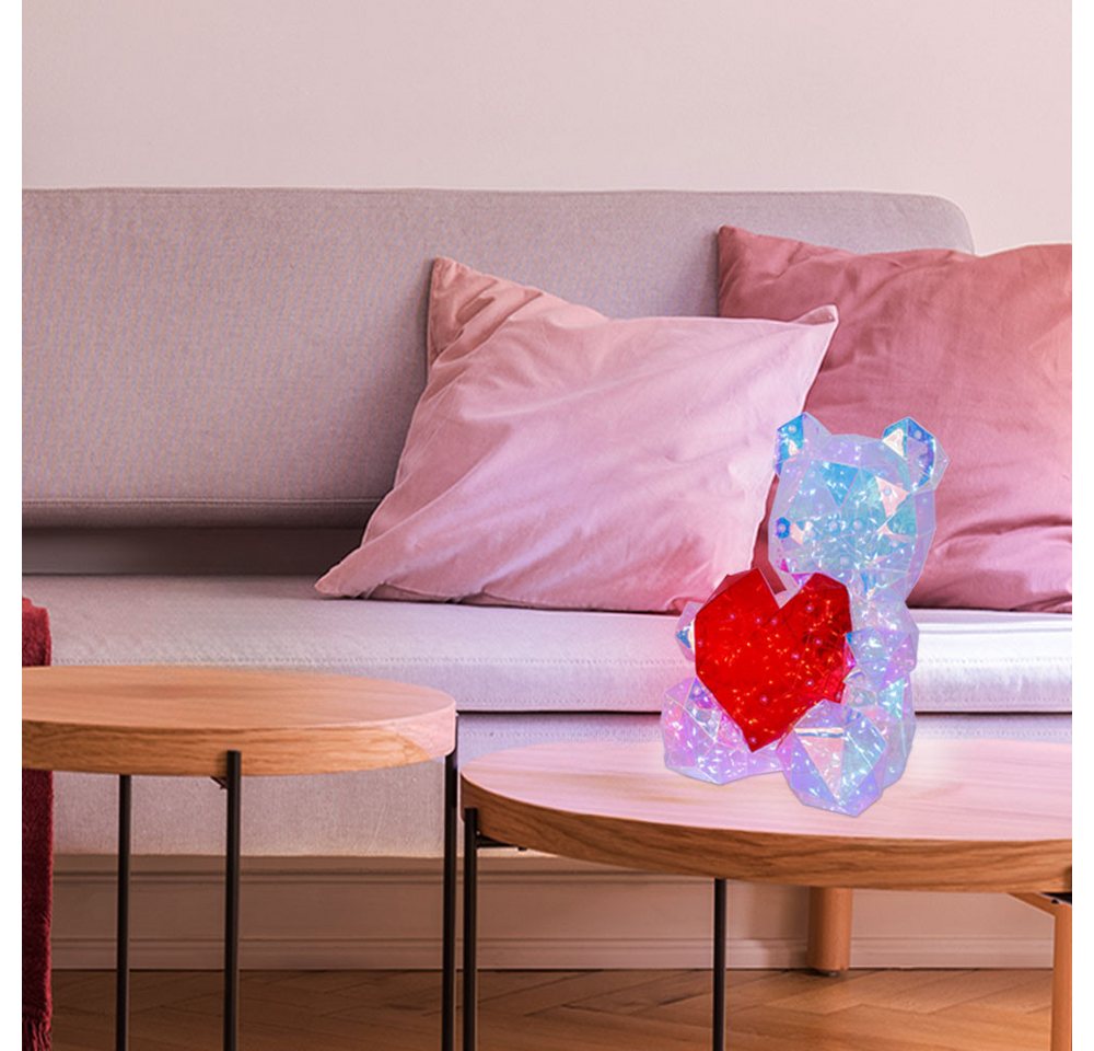 GLOBO LIGHTING LED Dekolicht, LED-Leuchtmittel fest verbaut, Tageslichtweiß, LED Tischleuchte Dekolampe Kinderzimmerlampe Kristalloptik Bär H 30 cm – Bild 5 von 5