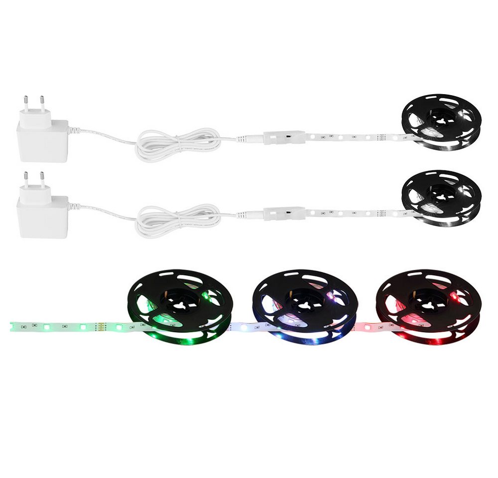 GLOBO LIGHTING LED Dekolicht, LED-Leuchtmittel fest verbaut, Farbwechsel, RGBW LED Band Lichtband dimmbar Fernbedienung Farbwechsel 2er Set – Bild 2 von 5