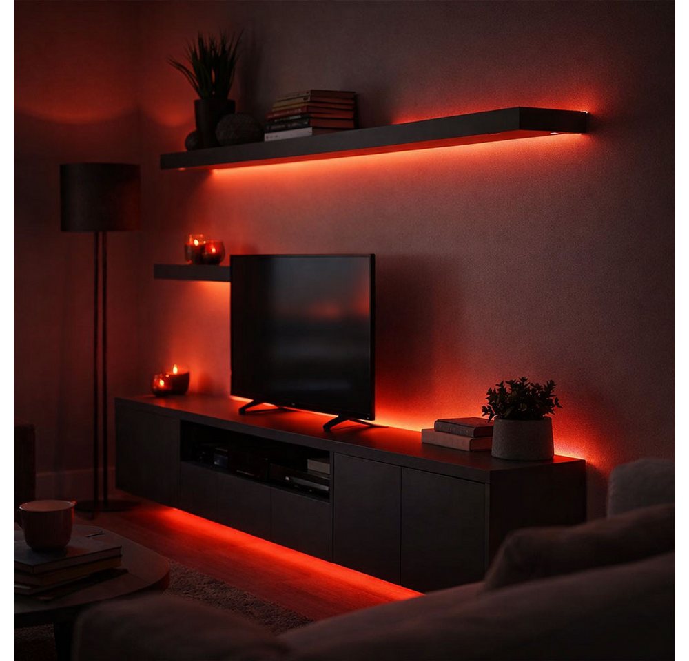 GLOBO LIGHTING LED Dekolicht, LED-Leuchtmittel fest verbaut, Farbwechsel, RGBW LED Band Lichtband dimmbar Fernbedienung Farbwechsel 2er Set – Bild 4 von 5