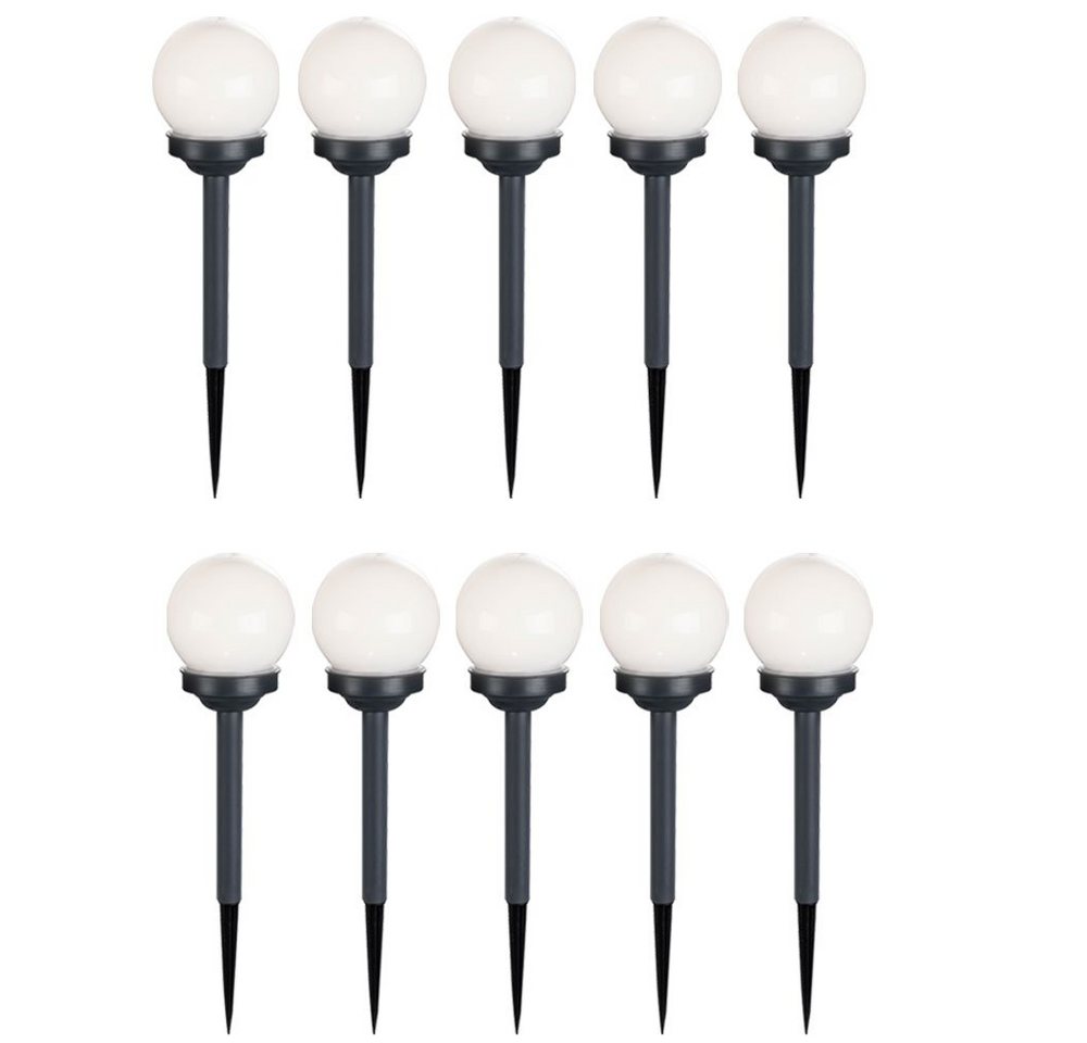 GLOBO LIGHTING LED Gartenleuchte, LED-Leuchtmittel fest verbaut, Warmweiß, 10er Set LED Außen Solar Lampen Kugel Design Erd Spieß Steck – Bild 2 von 5