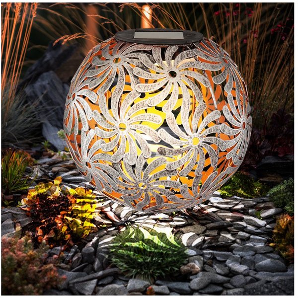 GLOBO LIGHTING LED Gartenleuchte, LED-Leuchtmittel fest verbaut, Warmweiß, Solarlaterne Außen silberfarben LED Solarleuchte Tisch Garten für