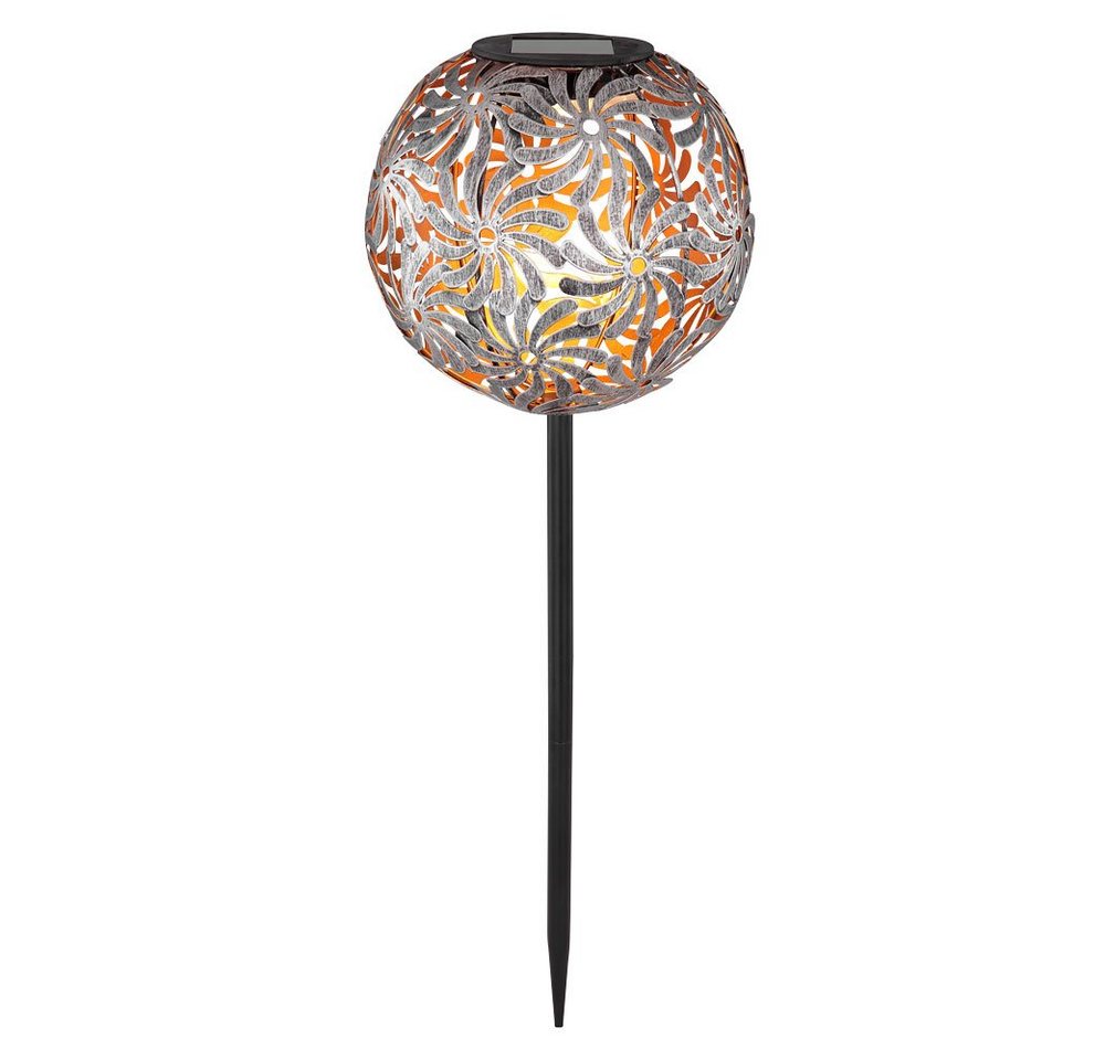 GLOBO LIGHTING LED Gartenleuchte, LED-Leuchtmittel fest verbaut, Warmweiß, Solarlaterne Außen silberfarben LED Solarleuchte Tisch Garten für – Bild 2 von 5