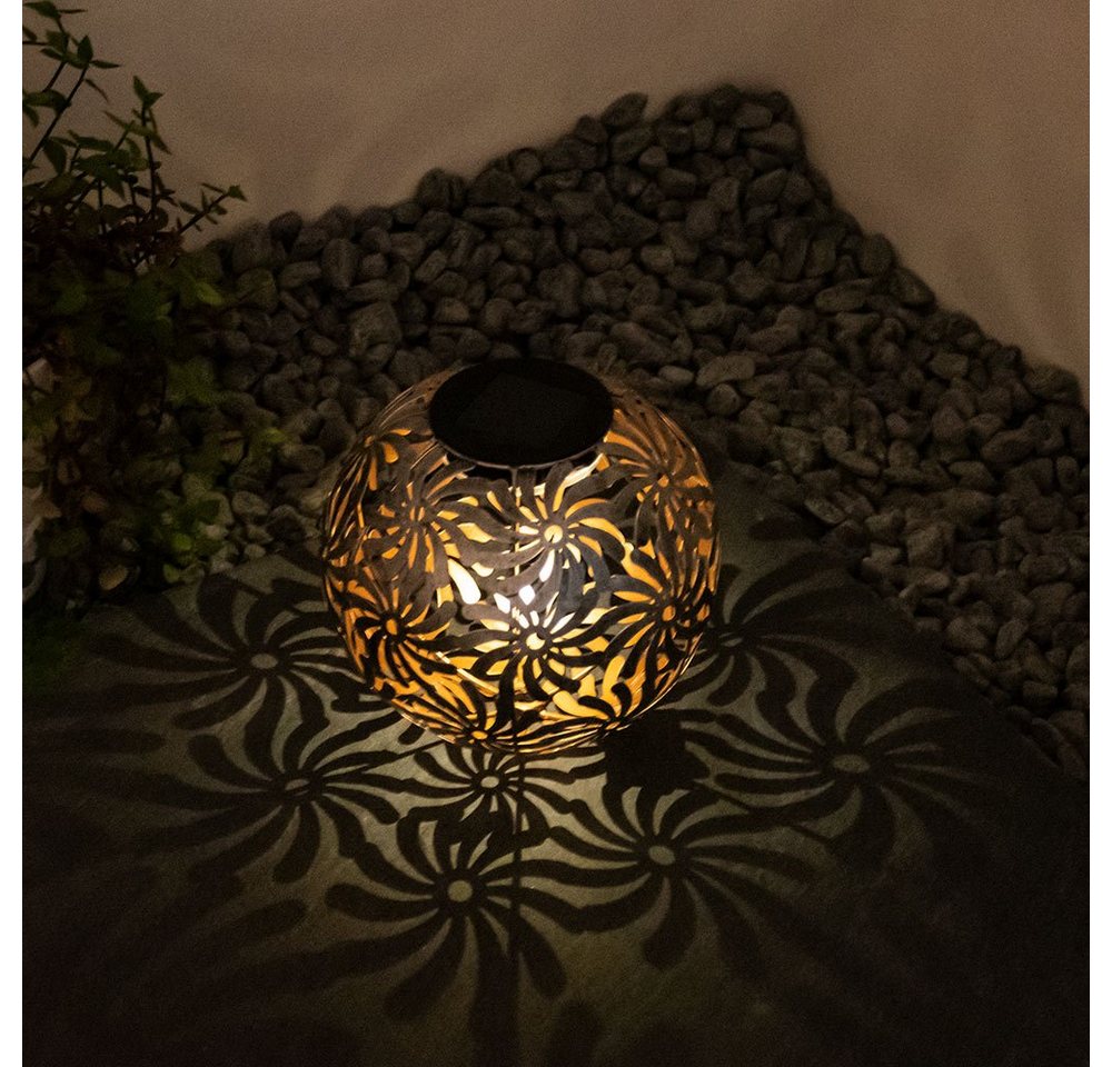 GLOBO LIGHTING LED Gartenleuchte, LED-Leuchtmittel fest verbaut, Warmweiß, Solarlaterne Außen silberfarben LED Solarleuchte Tisch Garten für – Bild 3 von 5