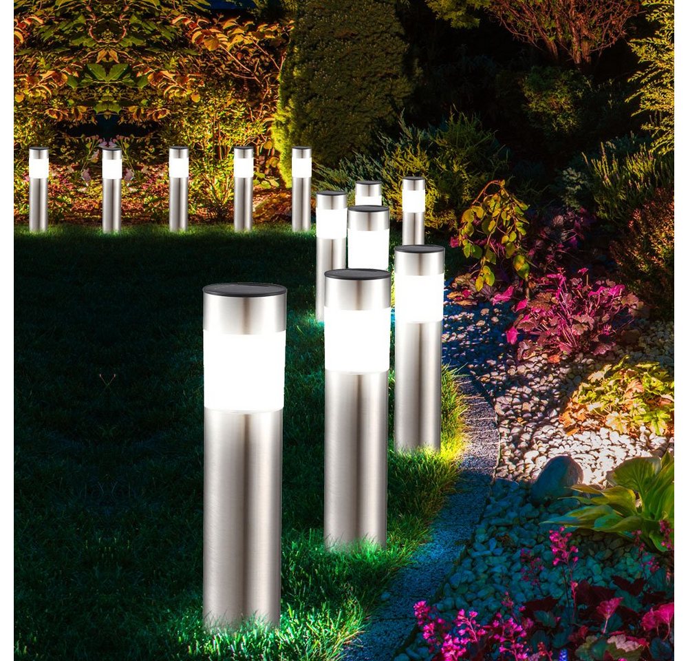 GLOBO LIGHTING LED Gartenleuchte, LED-Leuchtmittel fest verbaut, 12er Set LED Solar Steck Leuchten Garten Weg Außen Beleuchtung IP44 – Bild 3 von 5
