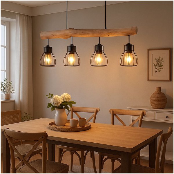 GLOBO LIGHTING LED-Hängeleuchte, Leuchtmittel inklusive, Warmweiß, Hängeleuchte Holzlampe LED Esszimmerleuchte Pendellampe Deckenleuchte