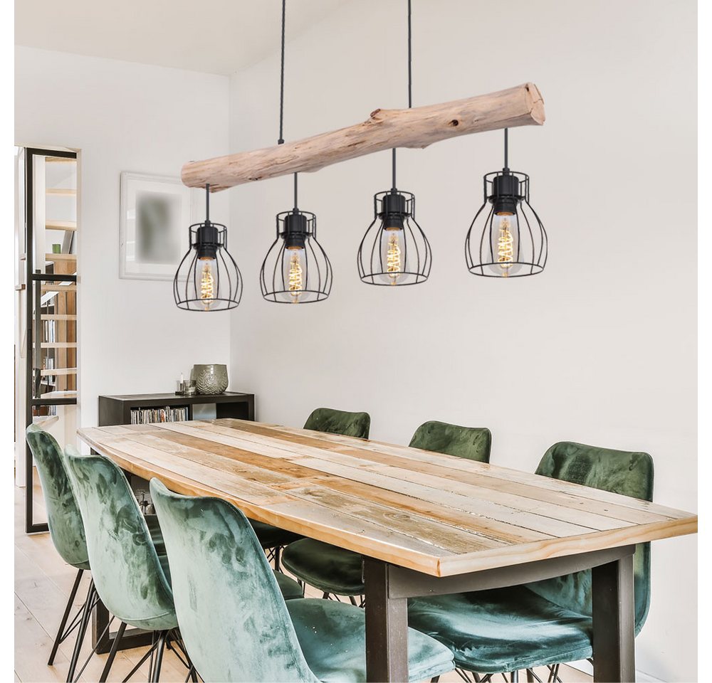 GLOBO LIGHTING LED-Hängeleuchte, Leuchtmittel inklusive, Warmweiß, Hängeleuchte Holzlampe LED Esszimmerleuchte Pendellampe Deckenleuchte – Bild 5 von 5
