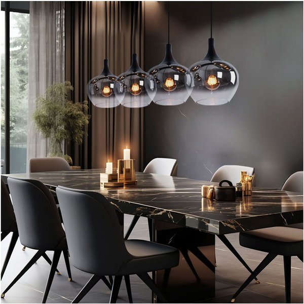 GLOBO LIGHTING LED-Hängeleuchte, Leuchtmittel inklusive, Warmweiß, LED Pendellampe Hängeleuchte Esszimmer Pendelleuchte rauch Glasschirm