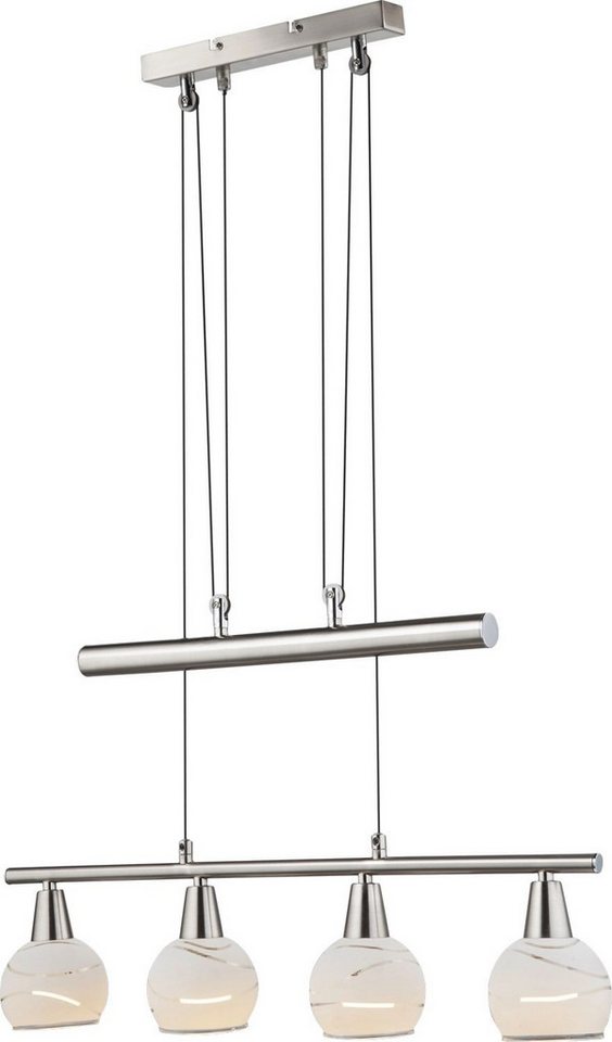 GLOBO LIGHTING LED-Hängeleuchte ELLIOTT, Leuchtmittel wechselbar, Warmweiß, Hängelampe, höhenverstellbar, Glas satiniert, Esstisch, Esszimmer – Bild 2 von 5
