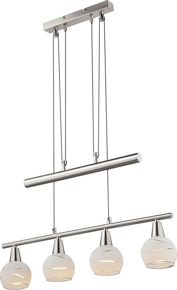 GLOBO LIGHTING LED-Hängeleuchte ELLIOTT, Leuchtmittel wechselbar, Warmweiß, Hängelampe, höhenverstellbar, Glas satiniert, Esstisch, Esszimmer – Bild 3 von 5