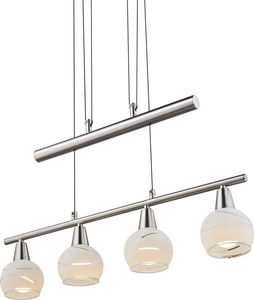 GLOBO LIGHTING LED-Hängeleuchte ELLIOTT, Leuchtmittel wechselbar, Warmweiß, Hängelampe, höhenverstellbar, Glas satiniert, Esstisch, Esszimmer – Bild 4 von 5