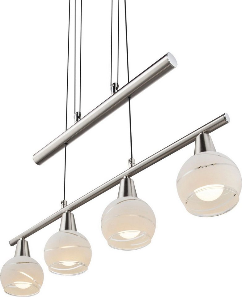 GLOBO LIGHTING LED-Hängeleuchte ELLIOTT, Leuchtmittel wechselbar, Warmweiß, Hängelampe, höhenverstellbar, Glas satiniert, Esstisch, Esszimmer – Bild 5 von 5