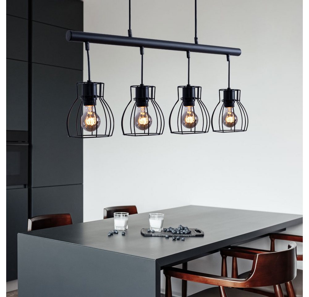 GLOBO LIGHTING LED-Hängeleuchte, Leuchtmittel inklusive, Warmweiß, Hängeleuchte Industrial schwarz Hängelampe Vintage Pendelleuchte – Bild 4 von 5