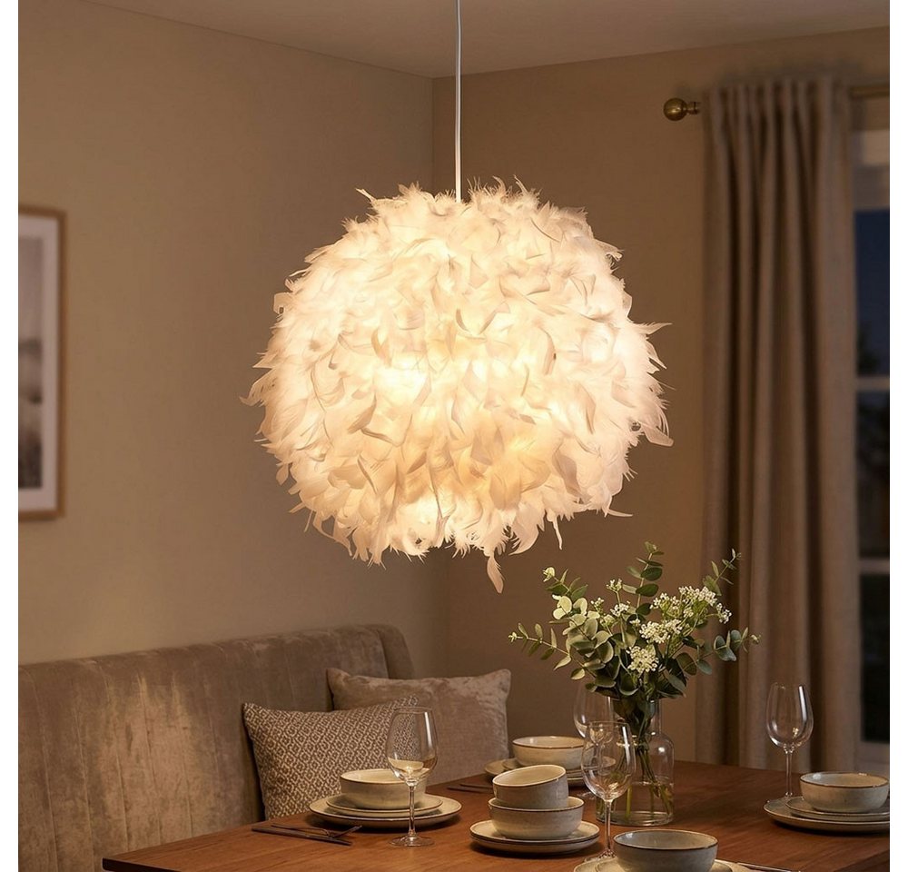 GLOBO LIGHTING LED Kugelleuchte, Leuchtmittel nicht inklusive, Pendel Lampe Wohn Ess Zimmer Decken Hänge Beleuchtung Feder Kugel – Bild 3 von 5