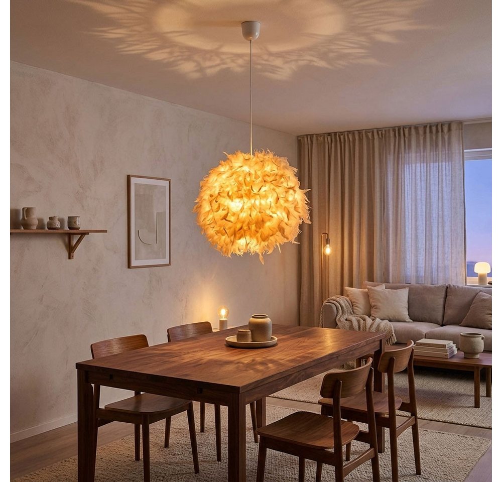 GLOBO LIGHTING LED Kugelleuchte, Leuchtmittel nicht inklusive, Pendel Lampe Wohn Ess Zimmer Decken Hänge Beleuchtung Feder Kugel – Bild 4 von 5