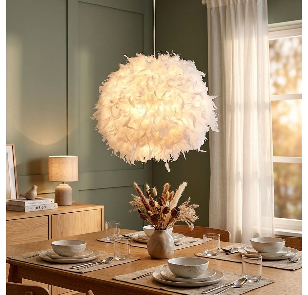 GLOBO LIGHTING LED Kugelleuchte, Leuchtmittel nicht inklusive, Pendel Lampe Wohn Ess Zimmer Decken Hänge Beleuchtung Feder Kugel – Bild 5 von 5