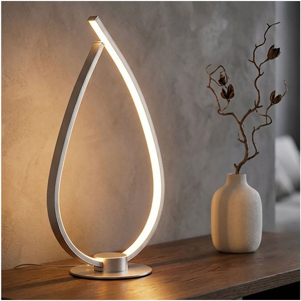 GLOBO LIGHTING LED Nachttischlampe, LED-Leuchtmittel fest verbaut, Warmweiß, Tischleuchte LED Leselampe Beistelllampe silber matt Schnurschalter H