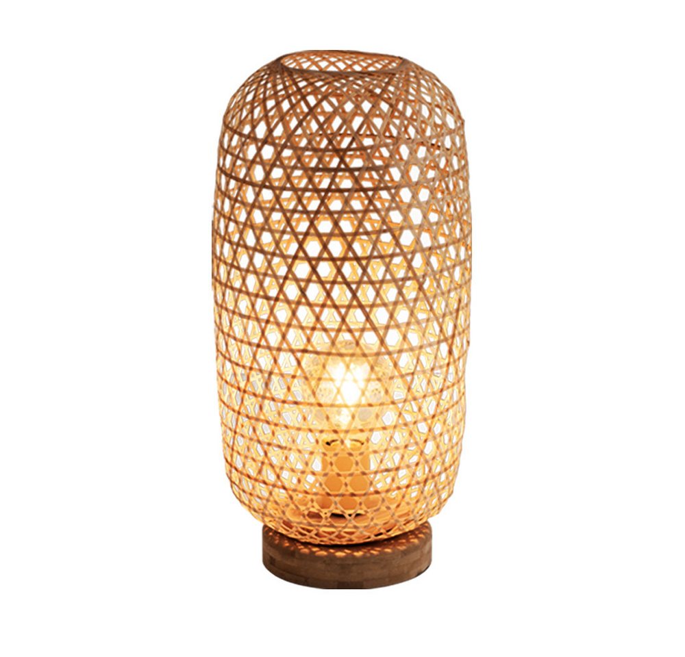 GLOBO LIGHTING LED Nachttischlampe, Leuchtmittel inklusive, Warmweiß, LED Tischleuchte Wohnzimmerlampe Schalter Bambus naturfarben H 46 cm – Bild 2 von 5