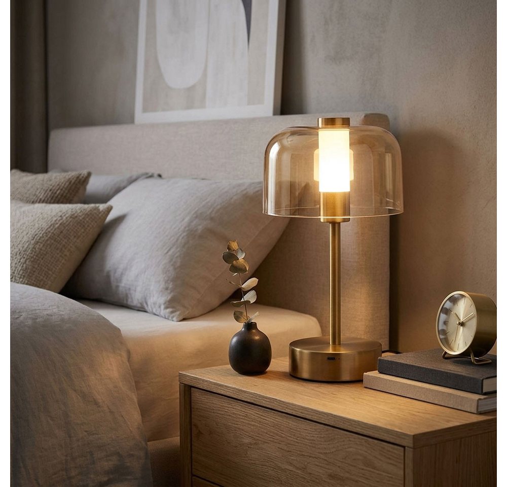 GLOBO LIGHTING LED Nachttischlampe, LED-Leuchtmittel fest verbaut, Farbwechsel, Neutralweiß, Kaltweiß, Warmweiß, Tageslichtweiß, Tischleuchte Beistelllampe Meta – Bild 4 von 5