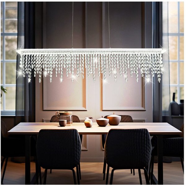 GLOBO LIGHTING LED Pendelleuchte, LED-Leuchtmittel fest verbaut, Neutralweiß, Warmweiß, LED Hänge Leuchte Kristall Pendel Höhe verstellbar Fernbedienung