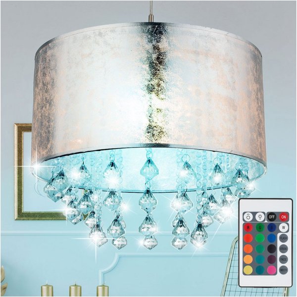 GLOBO LIGHTING LED Pendelleuchte, Leuchtmittel inklusive, Farbwechsel, Warmweiß, Deckenlampe Hängeleuchte Kristalllampe Kronleuchter LED
