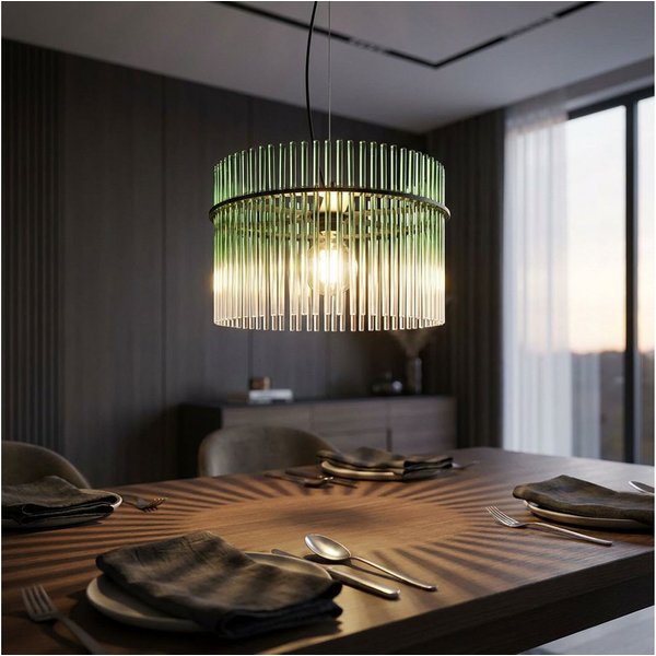 GLOBO LIGHTING LED Pendelleuchte, Leuchtmittel inklusive, Warmweiß, Pendelleuchte Hängelampe Esszimmerlampe Glas grün klar LED H 150 cm