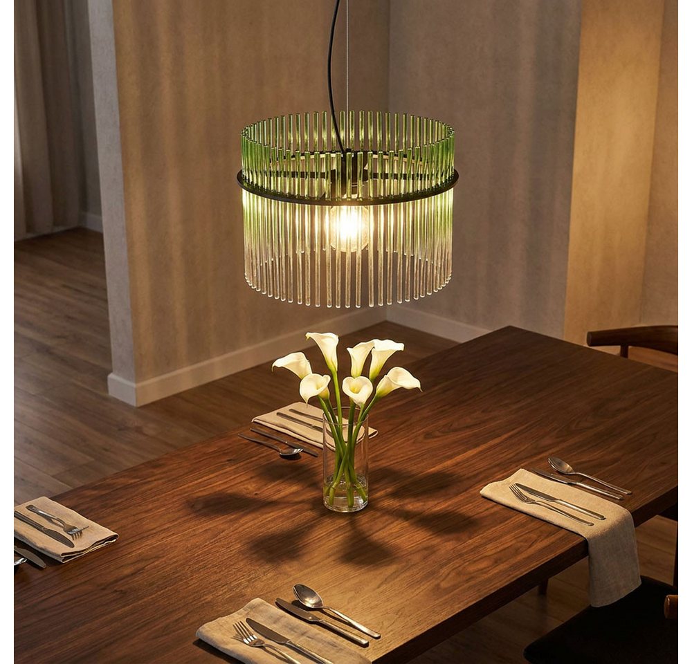 GLOBO LIGHTING LED Pendelleuchte, Leuchtmittel inklusive, Warmweiß, Pendelleuchte Hängelampe Esszimmerlampe Glas grün klar LED H 150 cm – Bild 3 von 5