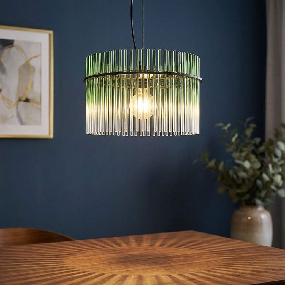 GLOBO LIGHTING LED Pendelleuchte, Leuchtmittel inklusive, Warmweiß, Pendelleuchte Hängelampe Esszimmerlampe Glas grün klar LED H 150 cm – Bild 4 von 5