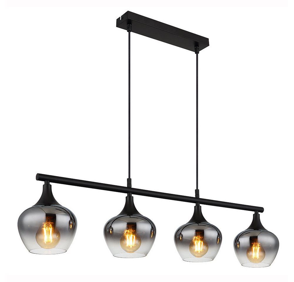 GLOBO LIGHTING LED Pendelleuchte, Leuchtmittel inklusive, Warmweiß, LED Pendelleuchte Esszimmerlampe Metall Glas rauchfarben 4 Flammig – Bild 2 von 5
