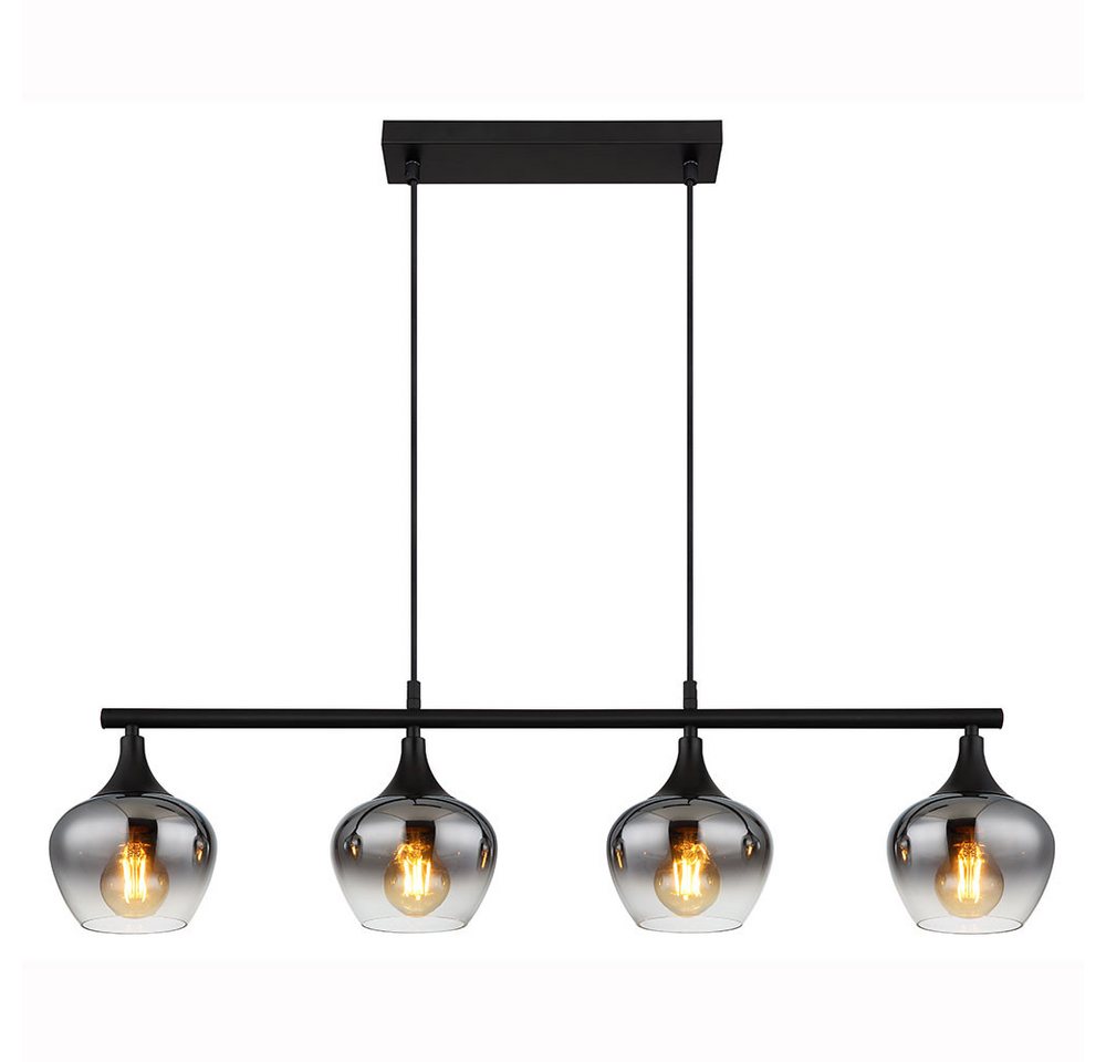 GLOBO LIGHTING LED Pendelleuchte, Leuchtmittel inklusive, Warmweiß, LED Pendelleuchte Esszimmerlampe Metall Glas rauchfarben 4 Flammig – Bild 5 von 5