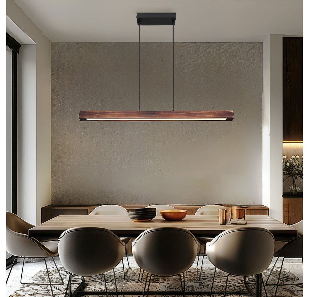 GLOBO LIGHTING LED Pendelleuchte, LED-Leuchtmittel fest verbaut, Warmweiß, Pendelleuchte Hängelampe Deckenlampe Esszimmerlampe LED Lampe Holz – Bild 3 von 5