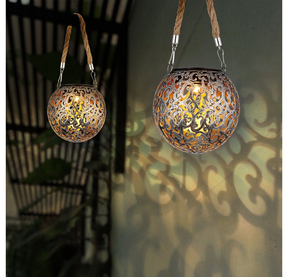 GLOBO LIGHTING LED Solarleuchte, LED-Leuchtmittel fest verbaut, Warmweiß, 2x Solarlampe Hängeleuchte Gartendeko LED – Bild 3 von 5