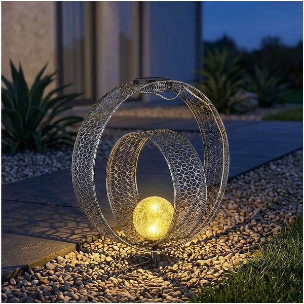 GLOBO LIGHTING LED Solarleuchte, LED-Leuchtmittel fest verbaut, Warmweiß, Solarlampe orientalische Kugel Dekoleuchte