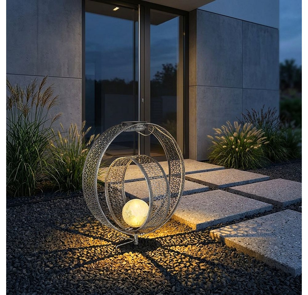 GLOBO LIGHTING LED Solarleuchte, LED-Leuchtmittel fest verbaut, Warmweiß, Solarlampe orientalische Kugel Dekoleuchte – Bild 3 von 5