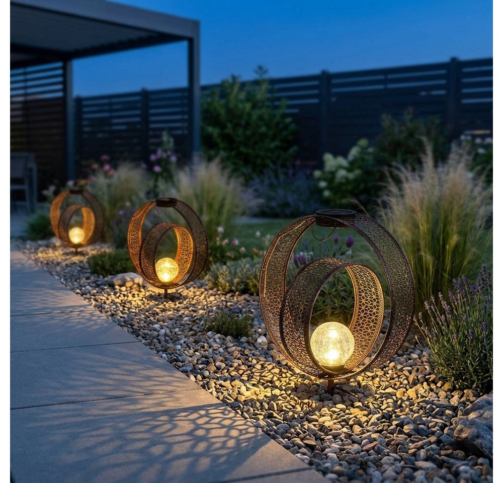 GLOBO LIGHTING LED Solarleuchte, LED-Leuchtmittel fest verbaut, Warmweiß, Solarlampe orientalische Kugel Dekoleuchte – Bild 4 von 5