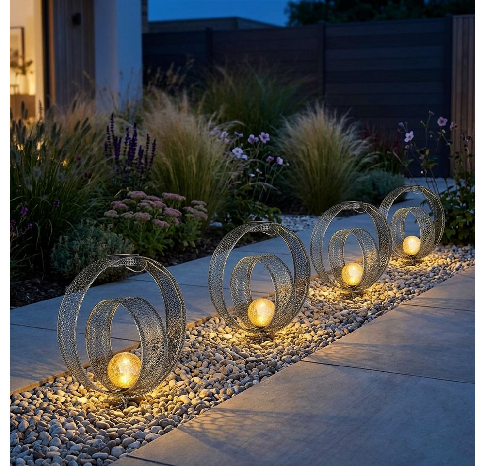 GLOBO LIGHTING LED Solarleuchte, LED-Leuchtmittel fest verbaut, Warmweiß, Solarlampe orientalische Kugel Dekoleuchte – Bild 5 von 5