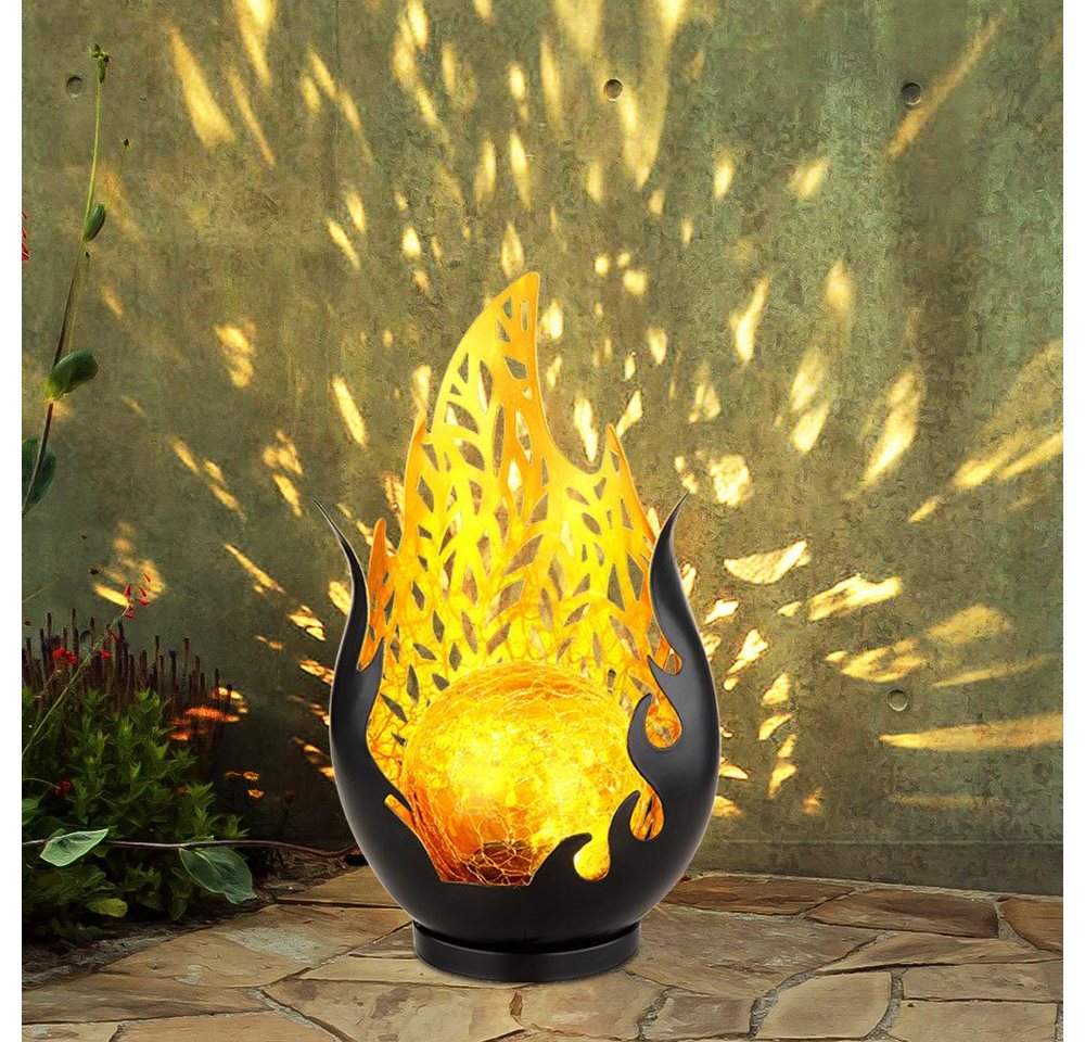 GLOBO LIGHTING LED Solarleuchte, LED-Leuchtmittel fest verbaut, Warmweiß, Gartendeko Solarlampen für Außen Outdoor Balkon Deko schwarz gold – Bild 2 von 5