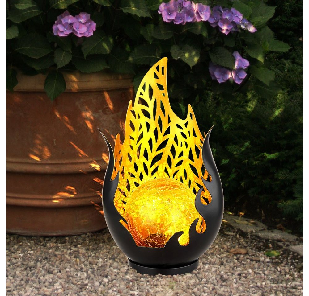 GLOBO LIGHTING LED Solarleuchte, LED-Leuchtmittel fest verbaut, Warmweiß, Gartendeko Solarlampen für Außen Outdoor Balkon Deko schwarz gold – Bild 4 von 5