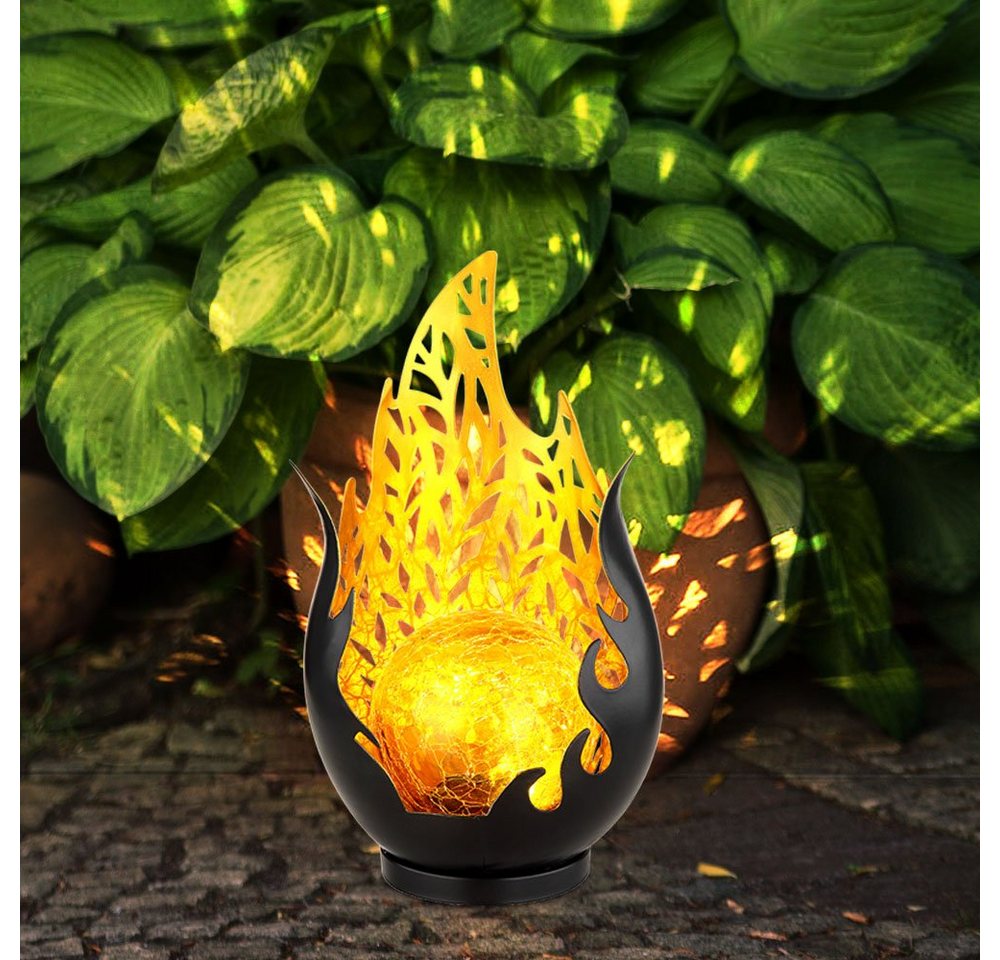 GLOBO LIGHTING LED Solarleuchte, LED-Leuchtmittel fest verbaut, Warmweiß, Gartendeko Solarlampen für Außen Outdoor Balkon Deko schwarz gold – Bild 5 von 5