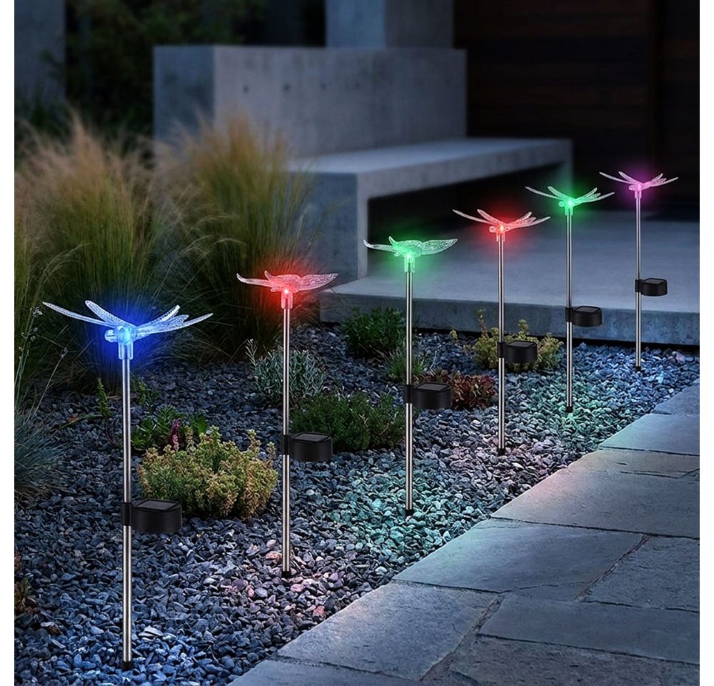 GLOBO LIGHTING LED Solarleuchte, LED-Leuchtmittel fest verbaut, Farbwechsel, 8er Set Solar Deko Erdspieß Außen Leuchte Farbwechsler LED – Bild 4 von 5