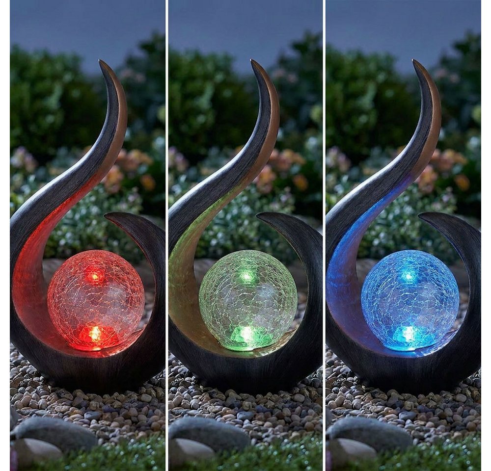 GLOBO LIGHTING LED Solarleuchte, LED-Leuchtmittel fest verbaut, Farbwechsel, Solarlampen für Außen zum stellen LED Solar Garten LED – Bild 5 von 5