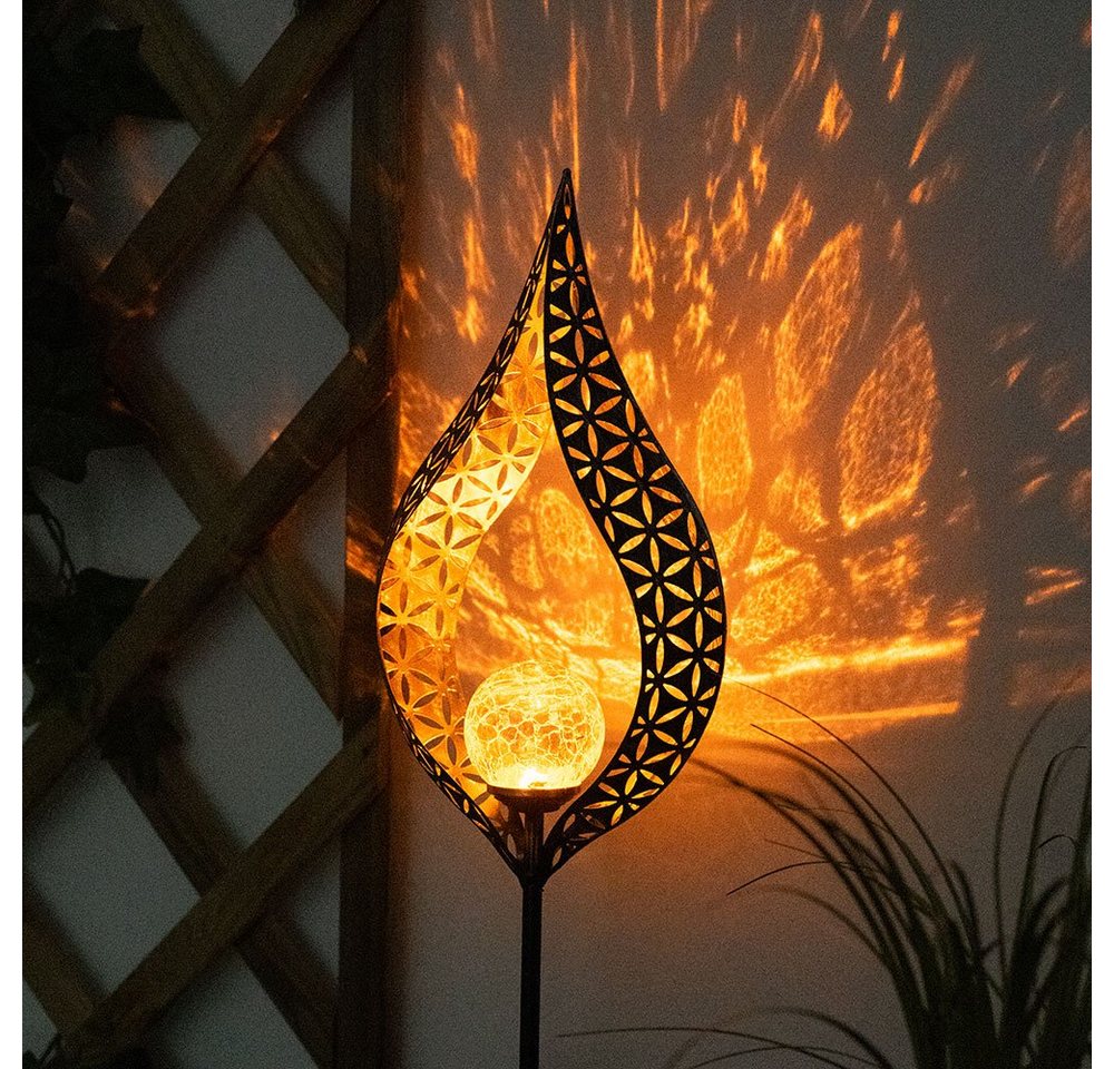 GLOBO LIGHTING LED Solarleuchte, LED-Leuchtmittel fest verbaut, Warmweiß, Solarleuchte Flamme Garten Solarstab für Außen Solar Garten Deko für – Bild 5 von 5