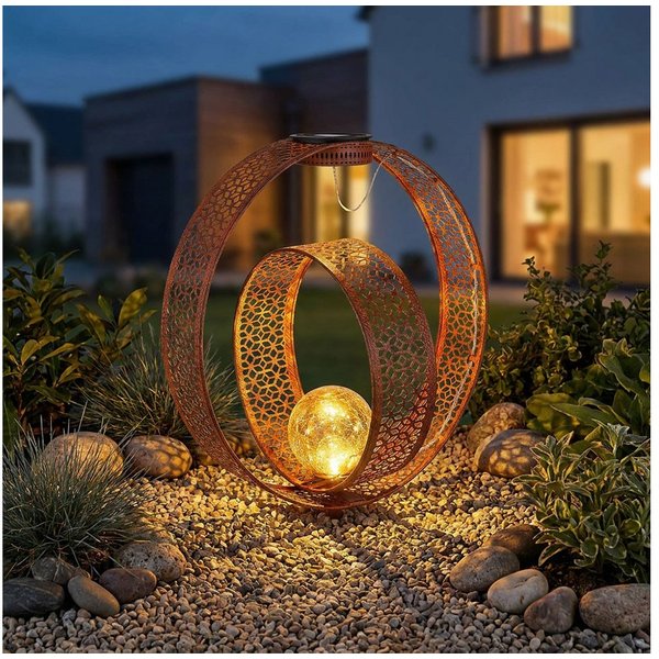 GLOBO LIGHTING LED Solarleuchte, LED-Leuchtmittel fest verbaut, Warmweiß, Solarlampe orientalische Kugel Dekoleuchte Garten