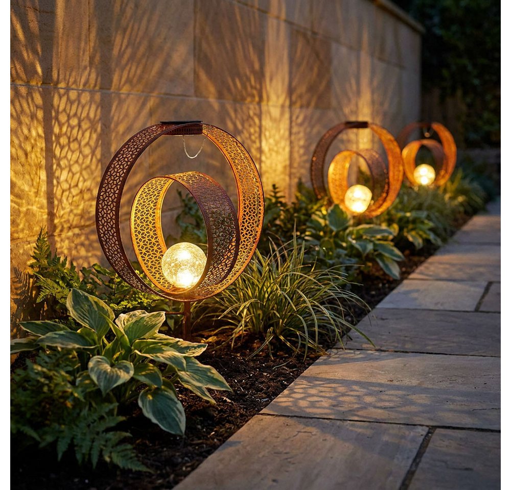 GLOBO LIGHTING LED Solarleuchte, LED-Leuchtmittel fest verbaut, Warmweiß, Solarlampe orientalische Kugel Dekoleuchte Garten – Bild 4 von 5