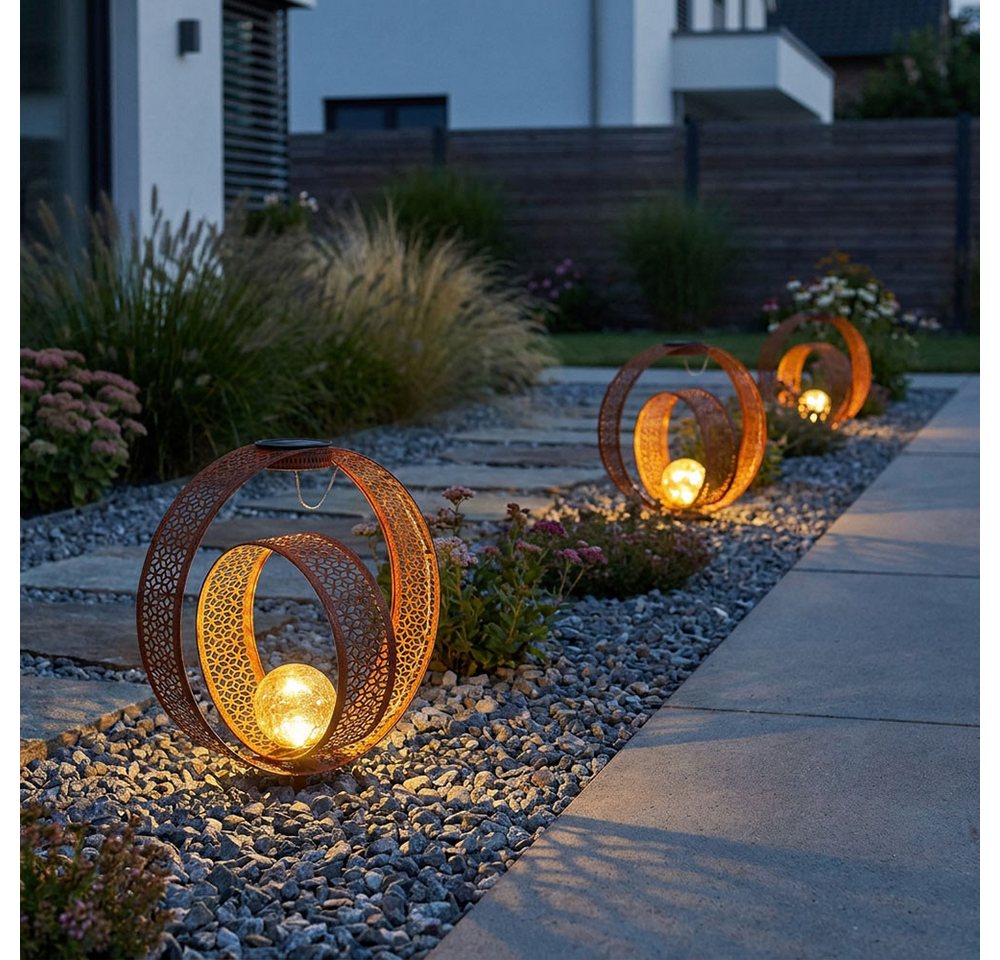GLOBO LIGHTING LED Solarleuchte, LED-Leuchtmittel fest verbaut, Warmweiß, Solarlampe orientalische Kugel Dekoleuchte Garten – Bild 5 von 5