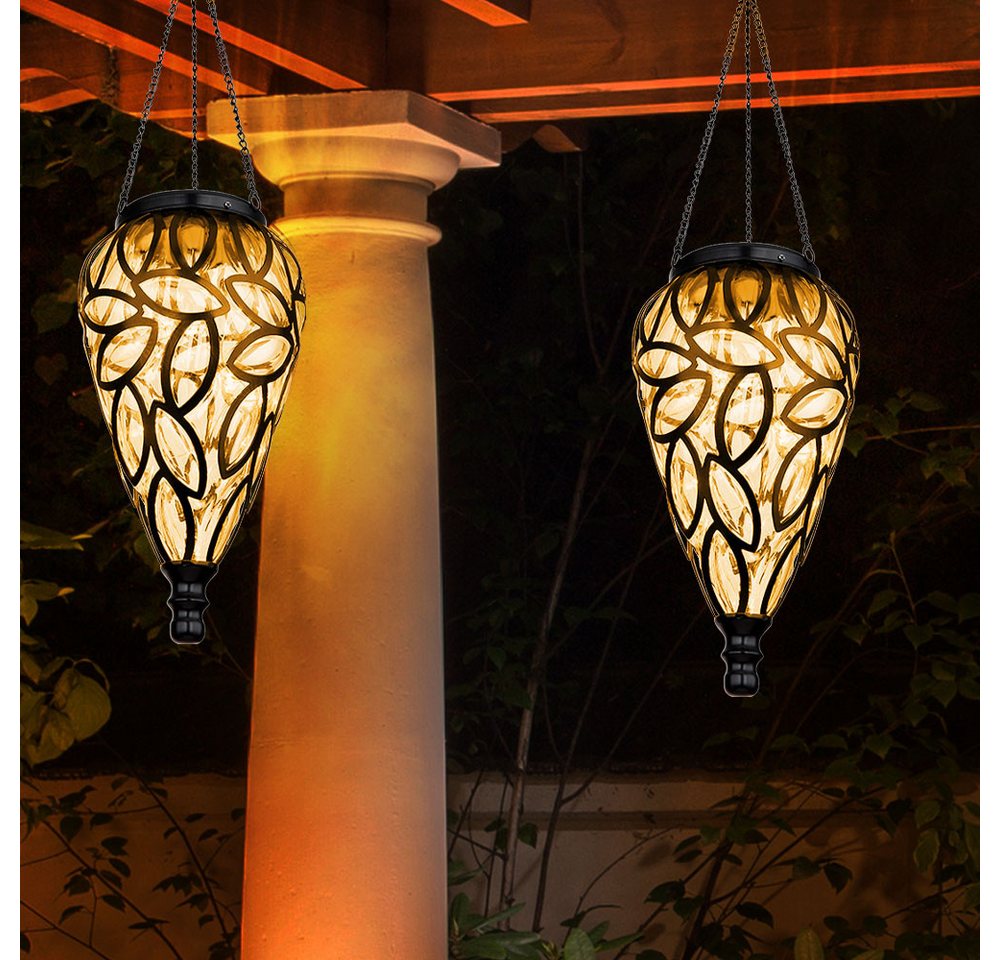 GLOBO LIGHTING LED Solarleuchte, LED-Leuchtmittel fest verbaut, Warmweiß, Solarlampe Gartendeko Hängeleuchte Außenlampe hängend LED – Bild 2 von 5